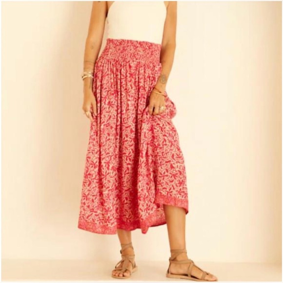 New! Natalie Martin Orange Floral Silk Bella Maxi Skirt 🧡 Small - Picture 7 of 16